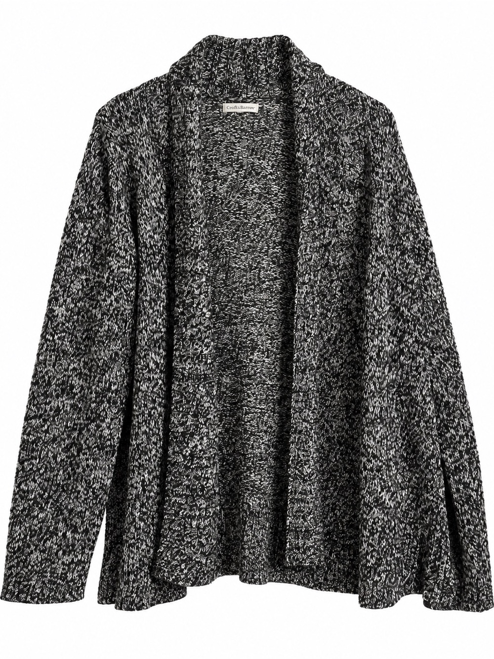 Croft & Barrow Black & White Marled Knit Open Front Cardigan Cozy Preppy Boho Sw